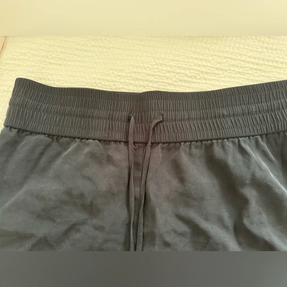 OPEN EDIT Tie Waist Pull On Shorts Womens Black Pocket High Waist - Picture 2 of 5